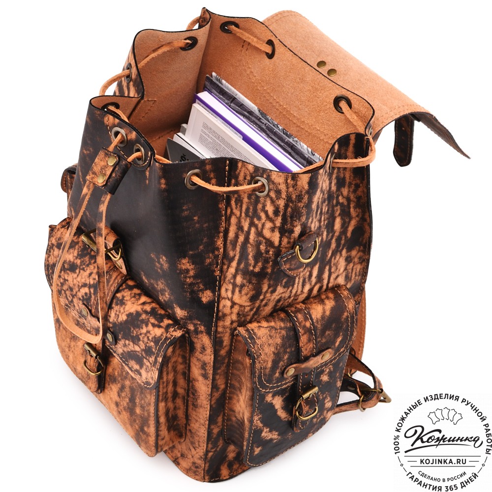  Кожаный рюкзак "Патриот" (старение рыжий)